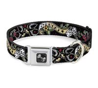 Dog Collar Bone Lucky Black Large 15-24"