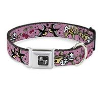 Dog Collar Bone Lucky Pink Medium 11-16.5"