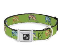 Dog Collar Bone Marlin Green/Multi Color Small 9.5-13"