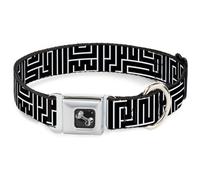 Dog Collar Bone Maze Black/White/Red WIDE-Large 20-31"