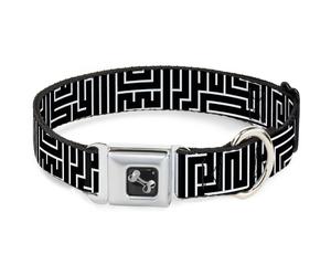 Dog Collar Bone Maze Black/White/Red WIDE-Small 13-17"