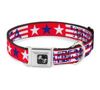 Dog Collar Bone 'MERICA Stripes/Stars Red/White/Blue WIDE-Large 20-31"