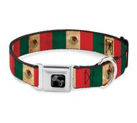 Dog Collar Bone Mexico Flag Continuous Vintage WIDE-Large 20-31"