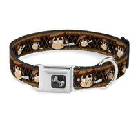 Dog Collar Bone Multi Smoking Monkey Argyle Brown Medium 11-16.5"