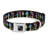 Dog Collar Bone Mushroom SHROOMY Garden Black/Multi Color Medium 11-16.5"