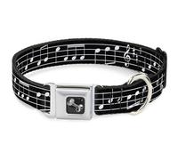 Dog Collar Bone Music Notes Black/White Large 15-24"