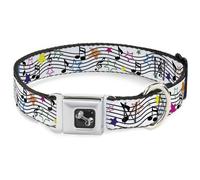 Dog Collar Bone Music Notes Stars White/Black/Multi Color Medium 11-16.5"