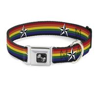 Dog Collar Bone Nautical Star Rainbow/White/Black WIDE-Large 20-31"
