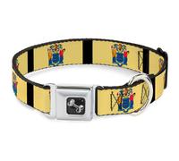 Dog Collar Bone New Jersey Flags/Black Small 9.5-13"