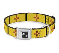 Dog Collar Bone New Mexico Flag/Black Small 9.5-13"