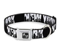 Dog Collar Bone NEW YORK Bold/Skyline Silhouette Black/White/Black Large 15-24"