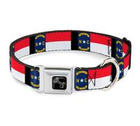 Dog Collar Bone North Carolina Flag/Black WIDE-Small 13-17"