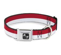 Dog Collar Bone North Carolina Flag Stripe Red/White Large 15-24"