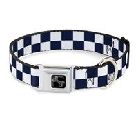 Dog Collar Bone Olde Scotland Yard Checker Midnight Blue/White Small 9.5-13"