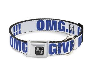 Dog Collar Bone OMG…GIVE ME A BREAK White/Royal Medium 11-16.5"