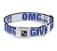 Dog Collar Bone OMG…GIVE ME A BREAK White/Royal WIDE-Small 13-17"