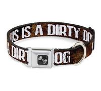 Dog Collar Bone ONE OF US IS A DIRTY DOG/Fur Brown/White Medium 11-16.5"