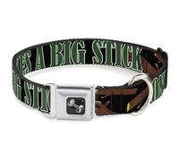 Dog Collar Bone ONE OF US LIKES BIG STICKS/Sticks Black/Brown/Green Large 15-24"