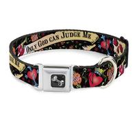 Dog Collar Bone Only God Can Judge Me Black Large 15-24"