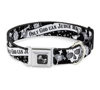 Dog Collar Bone Only God Can Judge Me Black/White Medium 11-16.5"