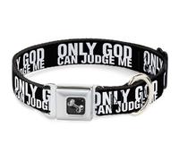 Dog Collar Bone ONLY GOD CAN JUDGE ME Bold Black/White WIDE-Medium 16-23"