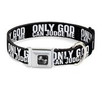 Dog Collar Bone ONLY GOD CAN JUDGE ME Bold Black/White WIDE-Small 13-17"