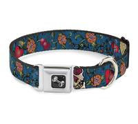 Dog Collar Bone Only God Can Judge Me CLOSE-UP Blue WIDE-Medium 16-23"