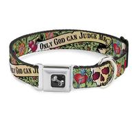Dog Collar Bone Only God Can Judge Me Green Small 9.5-13"