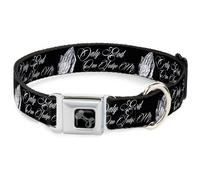 Dog Collar Bone ONLY GOD CAN JUDGE ME Script/Praying Hands Black/White WIDE-Larg