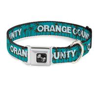 Dog Collar Bone ORANGE COUNTY/Palm Trees Blue/Brown/Light Blue WIDE-Medium 16-23