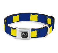 Dog Collar Bone Oregon State Silhouette Blue/Yellow Medium 11-16.5"