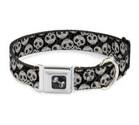 Dog Collar Bone Panda Bear Sugar Skull Scattered Black/White Large 15-24"
