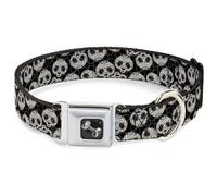 Dog Collar Bone Panda Bear Sugar Skull Scattered Black/White Small 9.5-13"