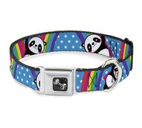 Dog Collar Bone Pandas & Rainbows w/Stars Medium 11-16.5"