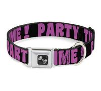 Dog Collar Bone PARTY TIME Black/Fuchsia Large 15-24"