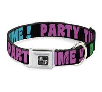 Dog Collar Bone PARTY TIME Black/Green/Turquoise/Fuchsia Large 15-24"