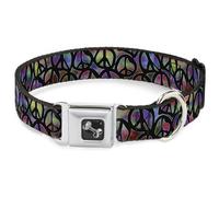Dog Collar Bone Peace Psychedelic Large 15-24"