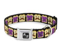 Dog Collar Bone Peanut Butter w/Mustache & Jelly WIDE-Small 13-17"
