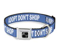 Dog Collar Bone Pet Quote ADOPT DON'T SHOP Blue/White Medium 11-16.5"