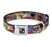 Dog Collar Bone Pets & Snacks Rainbow Collage WIDE-Large 20-31"