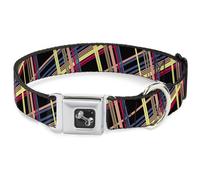 Dog Collar Bone Plaid Black/Yellow/Red/Blue/Orange Medium 11-16.5"