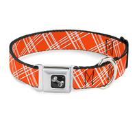 Dog Collar Bone Plaid X4 Oranges/White WIDE-Large 20-31"