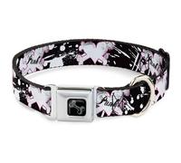 Dog Collar Bone Punk Heart & Cross Bones w/Splatter Black/White Small 9.5-13"