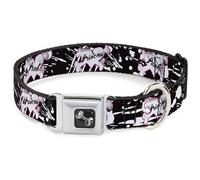 Dog Collar Bone Punk Princess Heart & Cross Bones w/Splatter Black/White WIDE-La