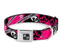 Dog Collar Bone Punk Princess w/Zippers & Skulls WIDE-Small 13-17"
