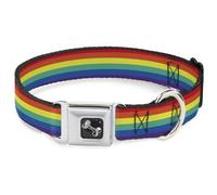 Dog Collar Bone Rainbow Print WIDE-Large 20-31"