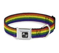 Dog Collar Bone Rainbow Stripe Painted WIDE-Large 20-31"