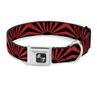 Dog Collar Bone Rising Sun Red/Black WIDE-Medium 16-23"