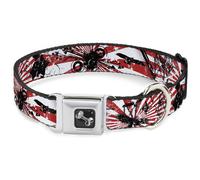 Dog Collar Bone Rising Sun White/Red WIDE-Small 13-17"