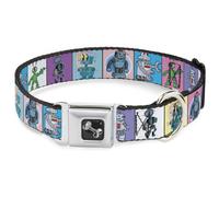 Dog Collar Bone Robots Pastel Blocks Medium 11-16.5"